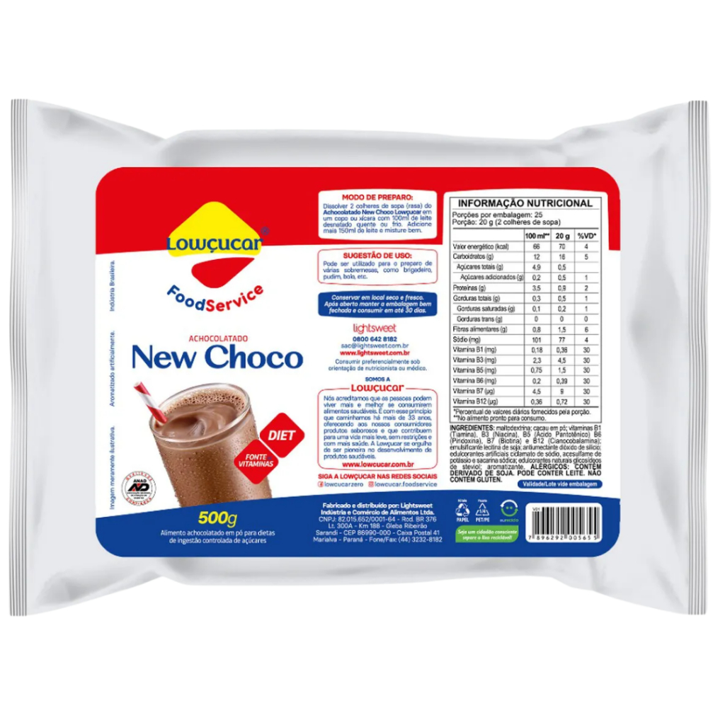 Achocolatado Lowçucar New Choco Refil 500g - Lightsweet