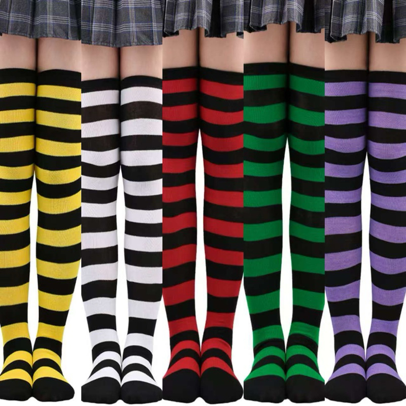 Meia De Cano Alto Listrado 7/8  / Meia Até O Joelho / Coxa / Cosplay / Anime em Oferta na Shopee