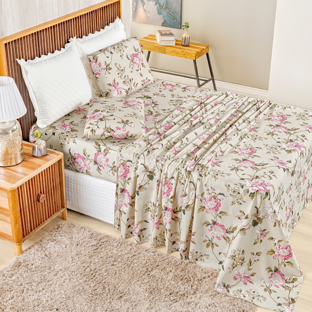 Jogo Lençol Casal Percal 400 Fios 4 Pçs Todo Estampado Macio e Toque Acetinado em Oferta na Shopee