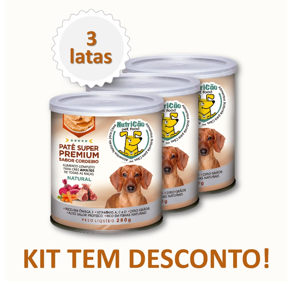Kit Ração Úmida Patê Natural Cães Adultos Sabor Cordeiro Maxim Saúde NutriCão Pet Food Ração Molhada