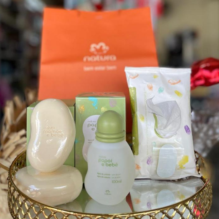 Kit Mamãe e Bebê Colônia 100ml + Lenço Umedecido + Sabonetes em barra Natura Original Lacrado