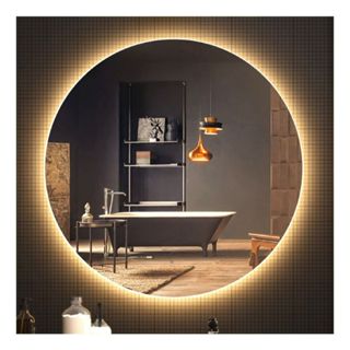 Espelho Redondo Lapidado LED – Retroiluminado, 30/40/50/60cm, Fácil Instalação em Oferta na Shopee
