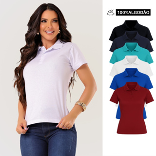 Camisa Gola Polo Social Camiseta Trabalho Uniforme Baby Look Moda Evangelica em Oferta na Shopee
