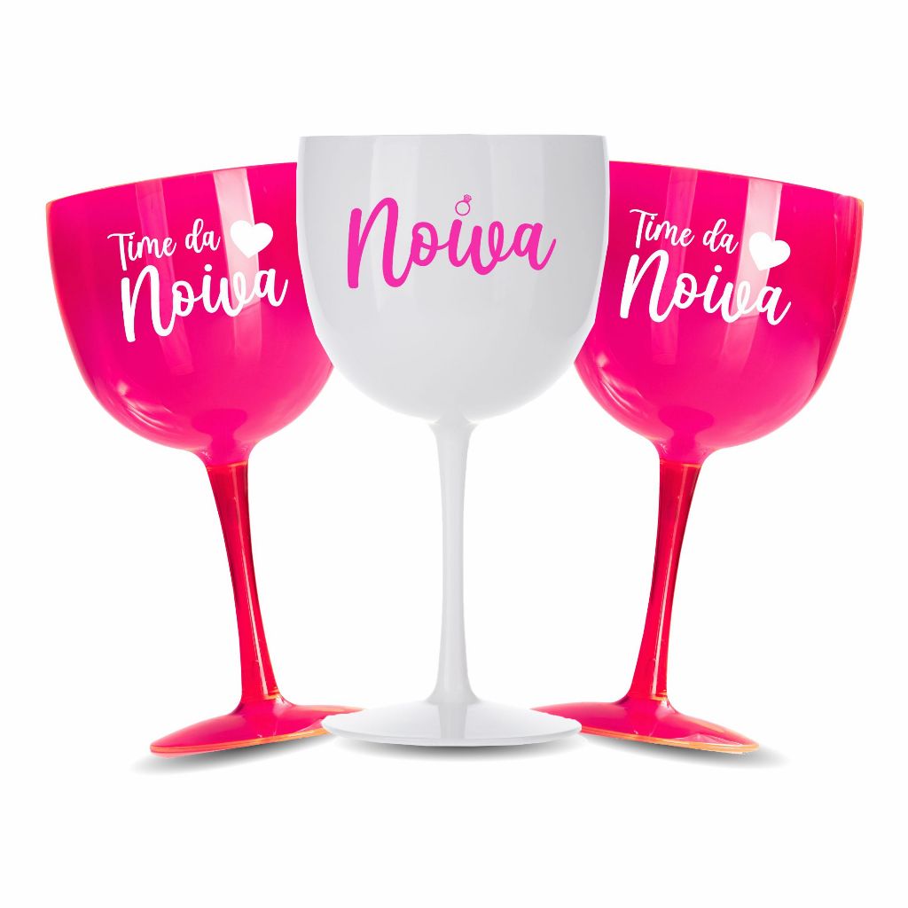 Kit 6 Taças Gin Vodka 580ml Acrílica - Personalizadas Chá de lingerie despedida de solteira madrinhas Bride Noiva - Aloh