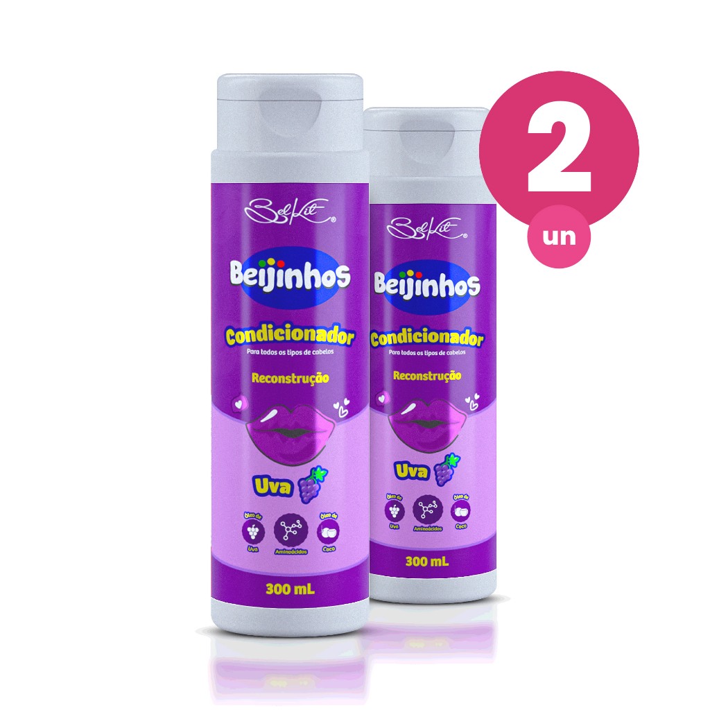 Kit 2 Condicionador Hidratante Beijinhos Uva 300ml Belkit - Beauty