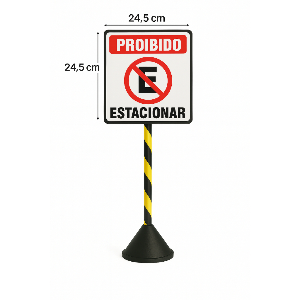 Pedestal SinaliZi Organizador de Fila Zebrado ou Preto com Placa Proibido Estacionar com Nota Fiscal em Oferta na Shopee