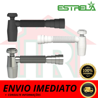Sifão Copo Flexível Pia, Lavatório Branco/ Preto/ Cromado Estrela em Oferta na Shopee