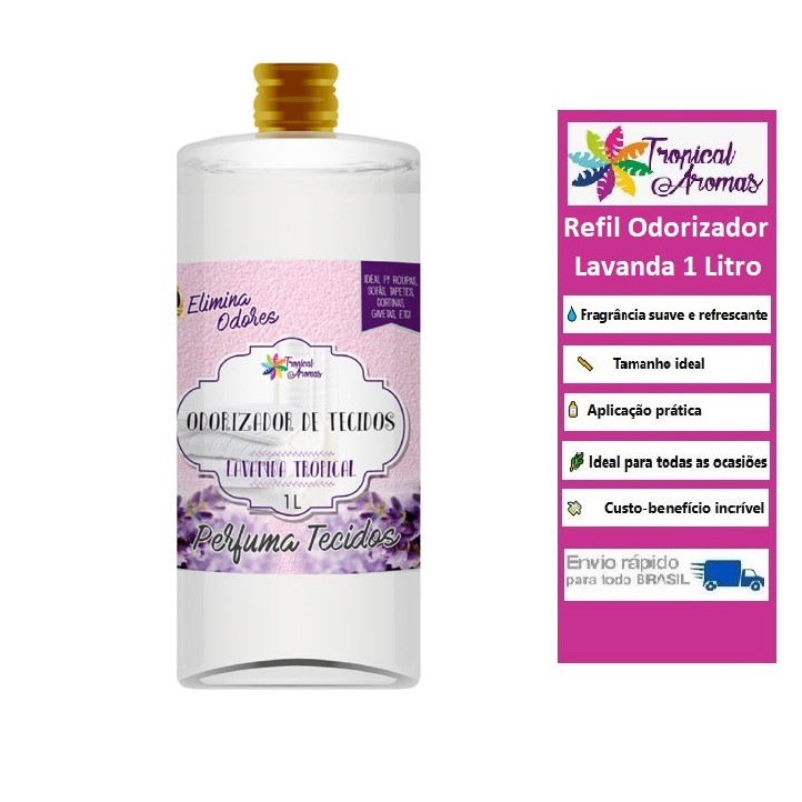 Refil 1 Litro Odorizador de Tecido Lavanda Tropical Aromas em Oferta na Shopee