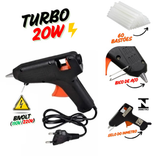 Pistola Cola Quente 20W Turbo + 60 Bastões de Cola – Bivolt e Pronto pro Uso! em Oferta na Shopee