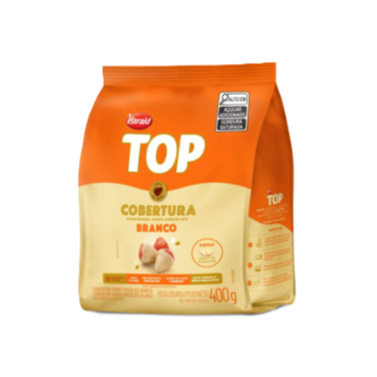 Cobertura Fracionada Top Sabor Chocolate Branco Gotas 400g Harald em Oferta na Shopee