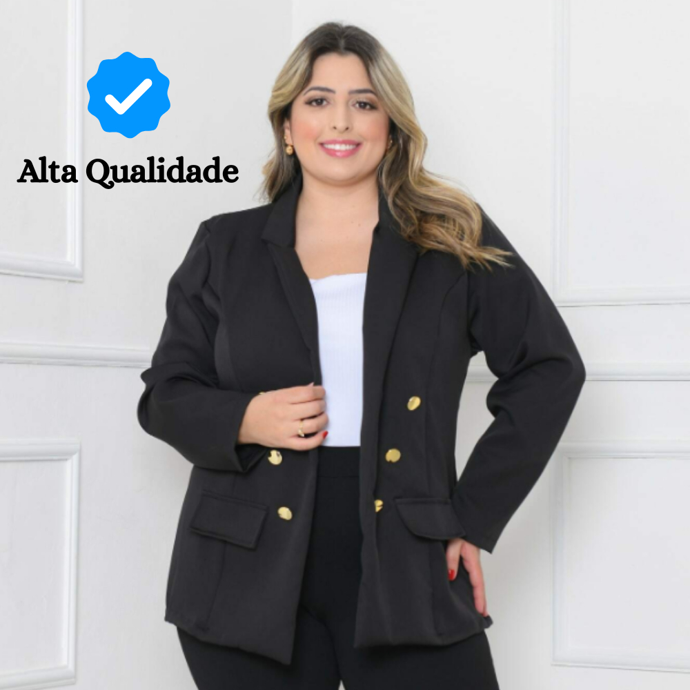 Blazer Alfaiataria Feminino Casaco Social Com Botão