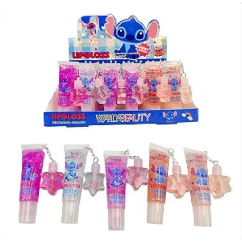 LIP GLOSS STITCH COM GLITTER + CHAVEIRO PINGENTE Stitch