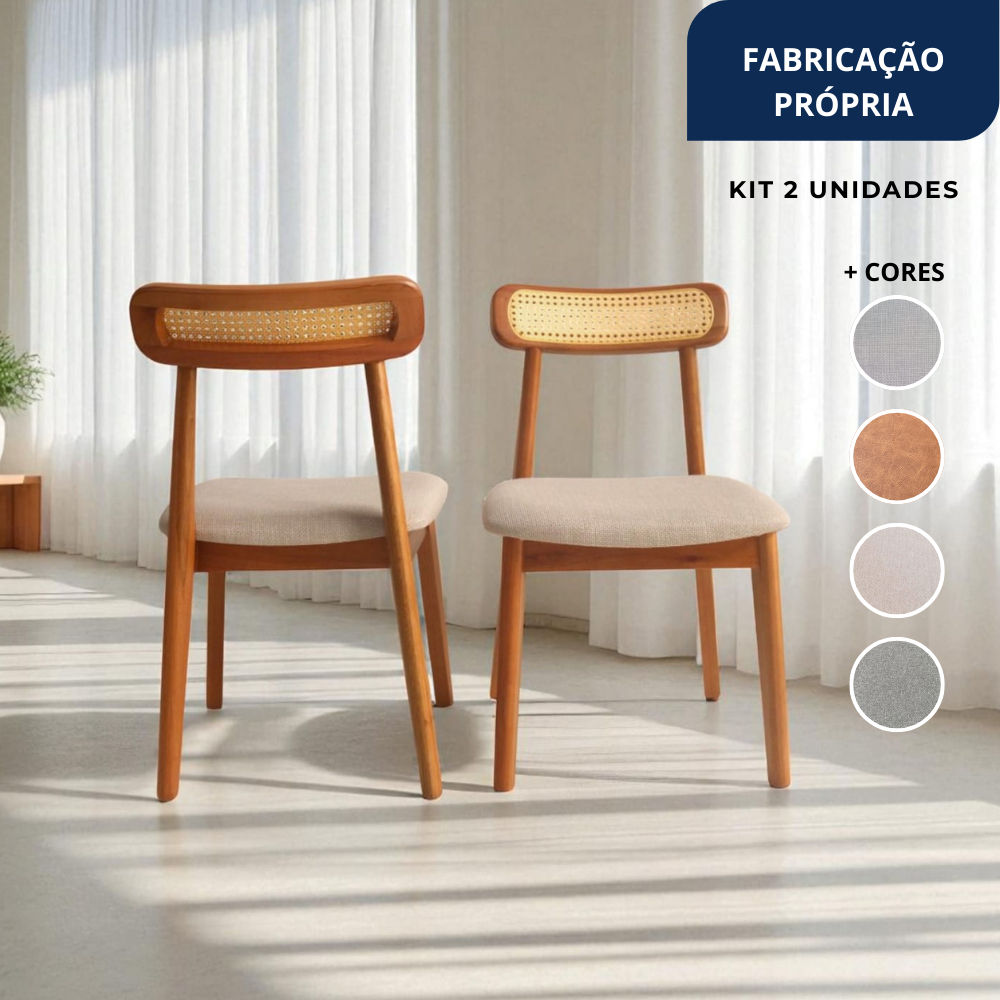 Cadeira Maldivas kit com 2 unidades sala de jantar recepção varanda madeira e estofado vár...