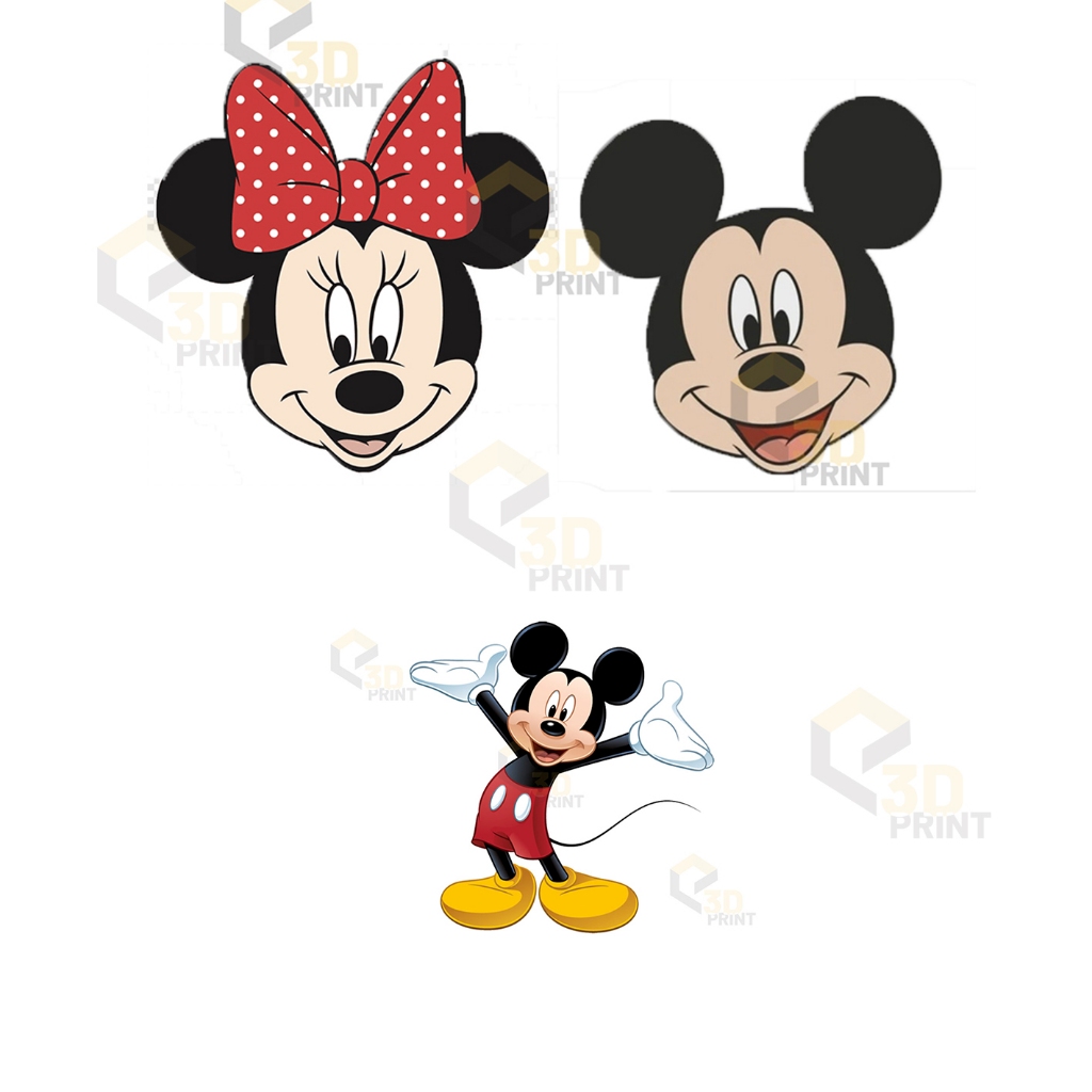 Cortador Mickey KIT Mickey corpo 7cm + Mickey/Minnie rosto 8cm