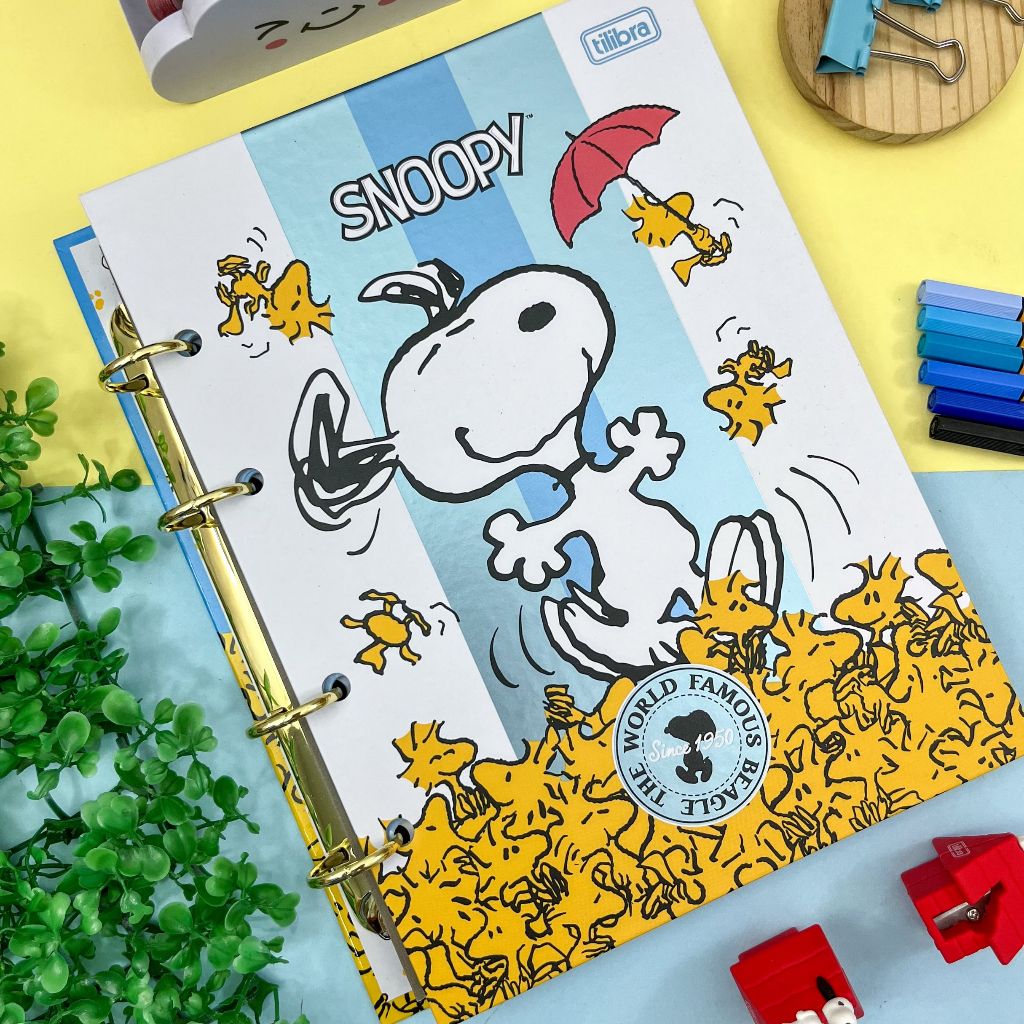 Caderno Colegial Argolado Snoopy  80 Folhas 21 x 26 cm - Tilibra em Oferta na Shopee