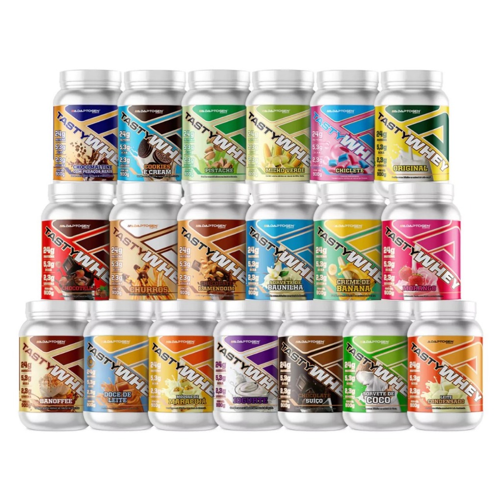 Adaptogen Tasty Whey Protein 908g 2lbs - Sabores em Oferta na Shopee