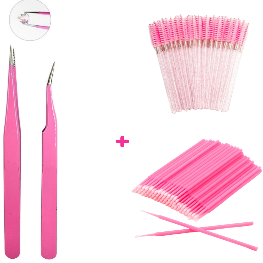 Kit Par De Pinças Precisão De Cílios Premium Fio A Fio Vetus + BRINDE
