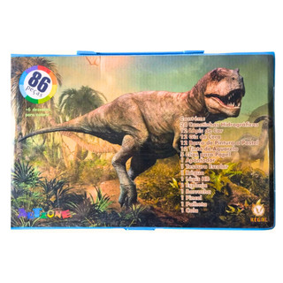 Maleta Escolar Pintura Infantil Estojo Dino Colorir Aquarela Giz Cera Canetinhas Lapis de Cor 86 Peças