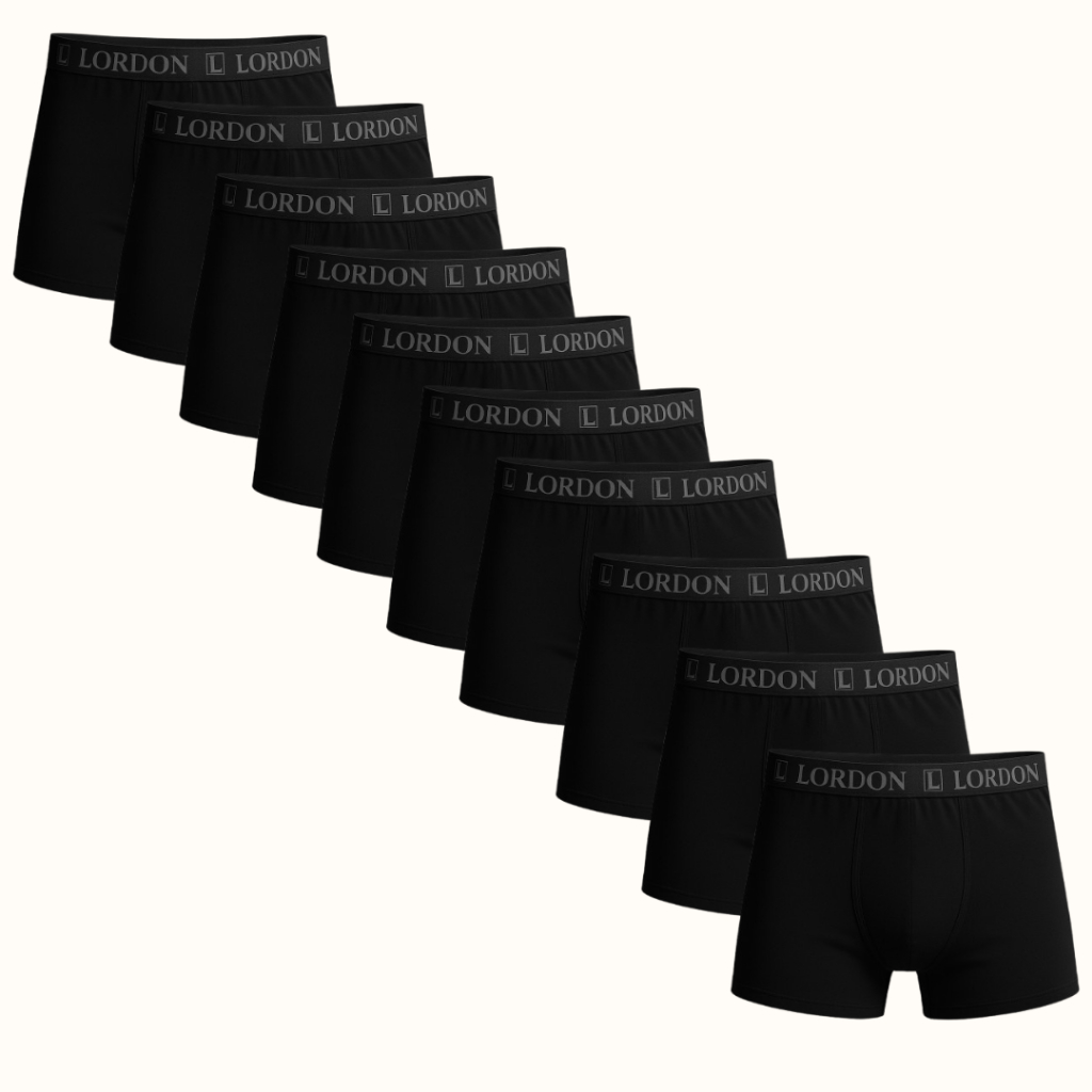 Kit 10 Cuecas Boxer Básica Microfibra Lisa Preta