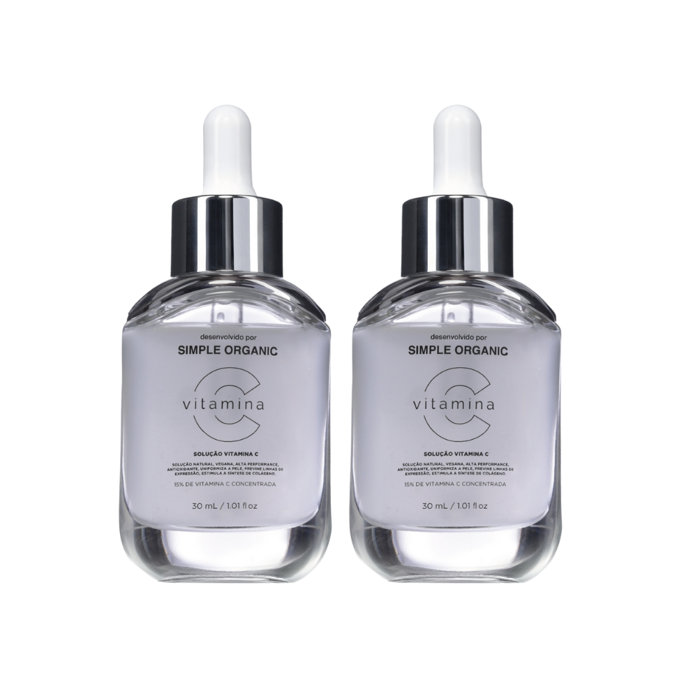 Kit 2 Sérum Solução Facial Vitamina C Skin Care Rosto Natural Vegano Antioxidante Simple Organic em Oferta na Shopee