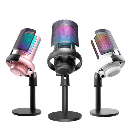 Microfone Gamer RGB KA-8759 com Suporte Ajustável | Som Profissional para Streaming, Podcast e Jogos