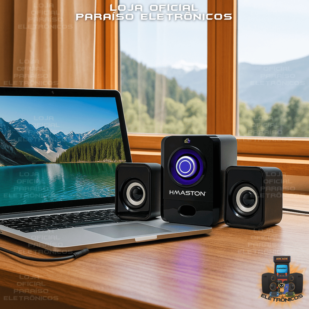 Caixa de Som Home Theather 3 em 1 SUBWOOFER BLUETOOTH 11W p/ NOTEBOOK CELULAR TV H'MASTON