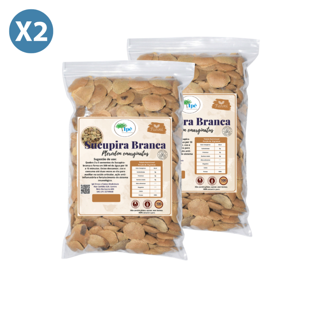 Compo 2 Semente de Sucupira Branca, Sicupira (Pterodon emarginatus) 100g