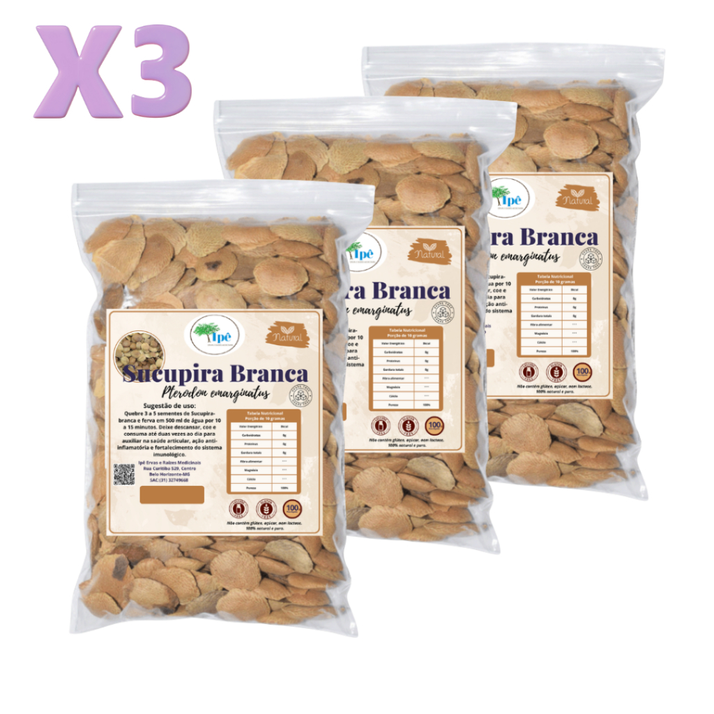 Compo 3 Pacotes Semente de Sucupira Branca, Sicupira (Pterodon emarginatus) 100g em Oferta na Shopee