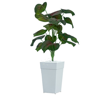 Planta Artifical Arranjo Caladium + Vaso Rattan Grande Decoração Casa Sala em Oferta na Shopee