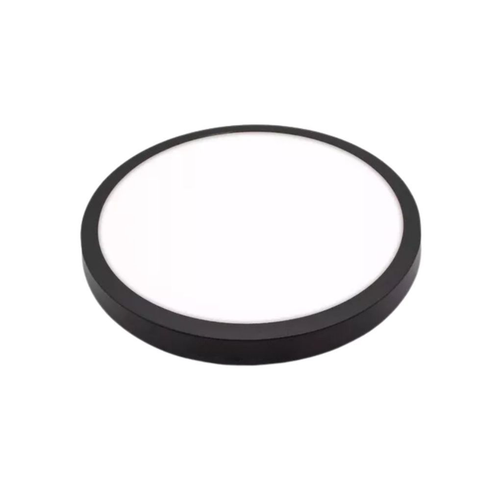 Kit Luminária Plafon Any Preto 12w Sobrepor Redondo Branco Frio 6500k 1 2 3 4 5