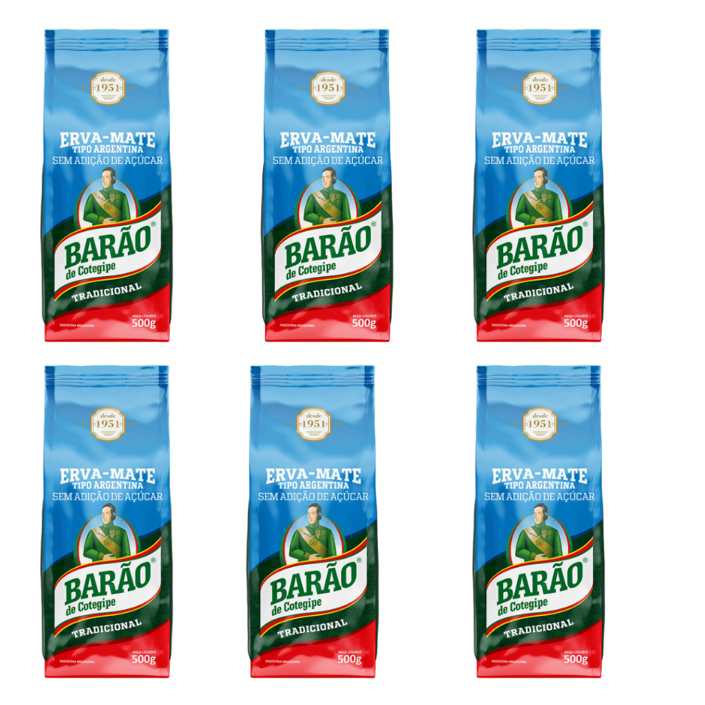 kit com 6 erva mate barão de cotegipe tipo argentina yerba mate chimarrão mate amargo 500g