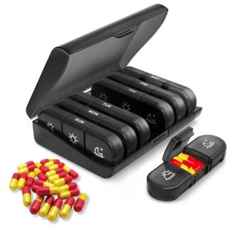 Porta Comprimido Caixa Organizadora Remédio Vitamina Semanal Diario Triplo Preto em Oferta na Shopee