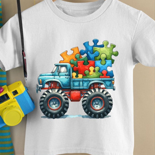 Camiseta camisa blusa Infantil Autismo caminhão algodão100% em Oferta na Shopee