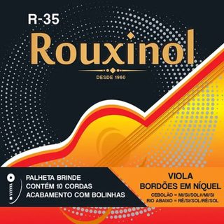 Encordoamento de Viola Rouxinol R-35 Cebolão Em Mi + Palheta Brinde