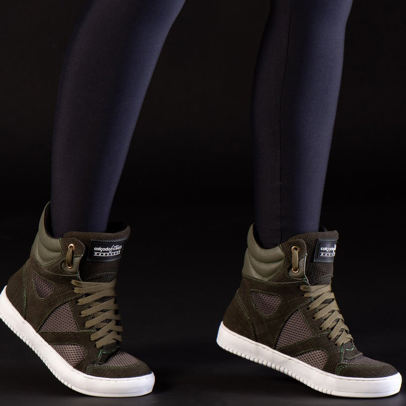 Tênis Sneaker Feminino Cano Alto Couro Legitimo 10300
