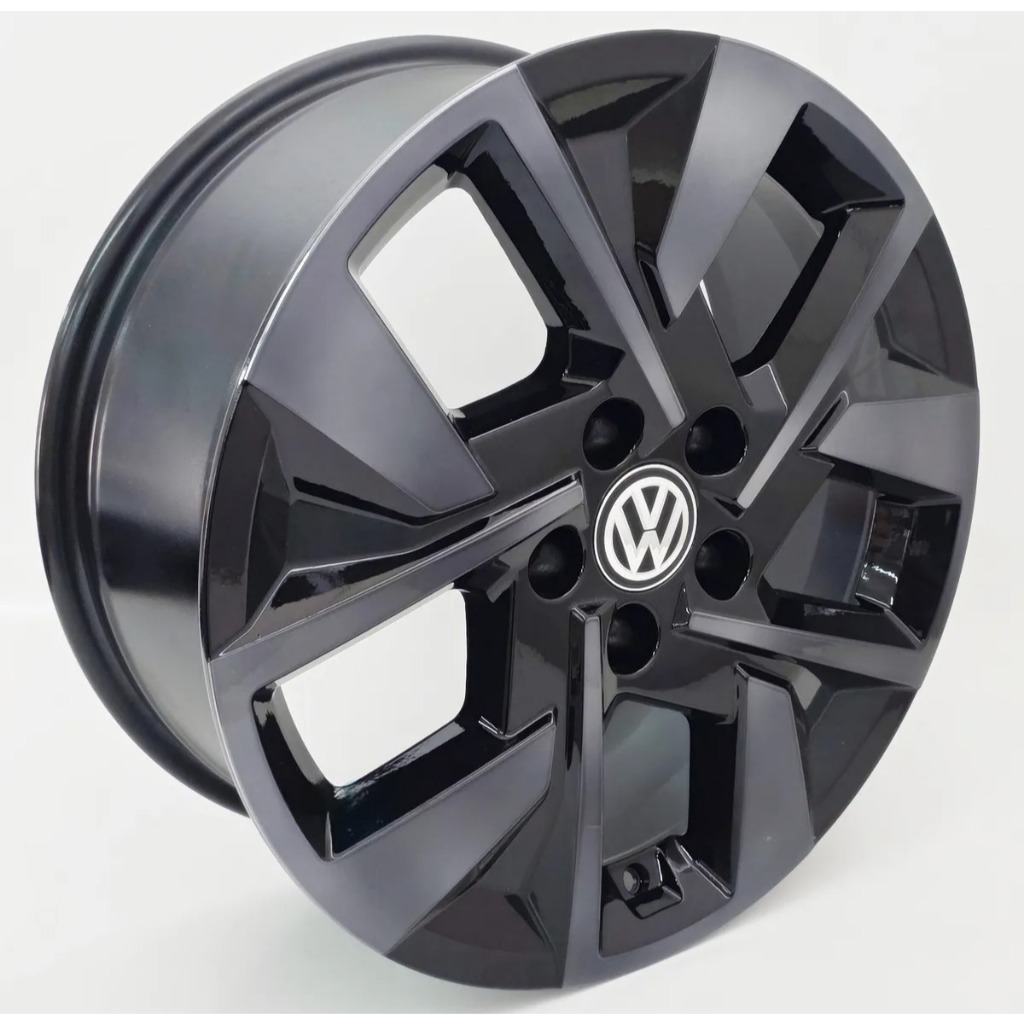Kit 4 Rodas Aro 18X7,5  5x120 Nova Amarok Preta Diamantada Fumê Krmai S58
