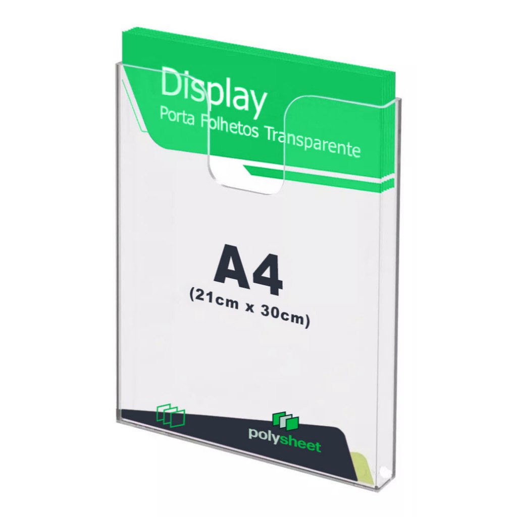 Prontuário Display Porta Folhas em Acrílico A4 30cm x 21cm