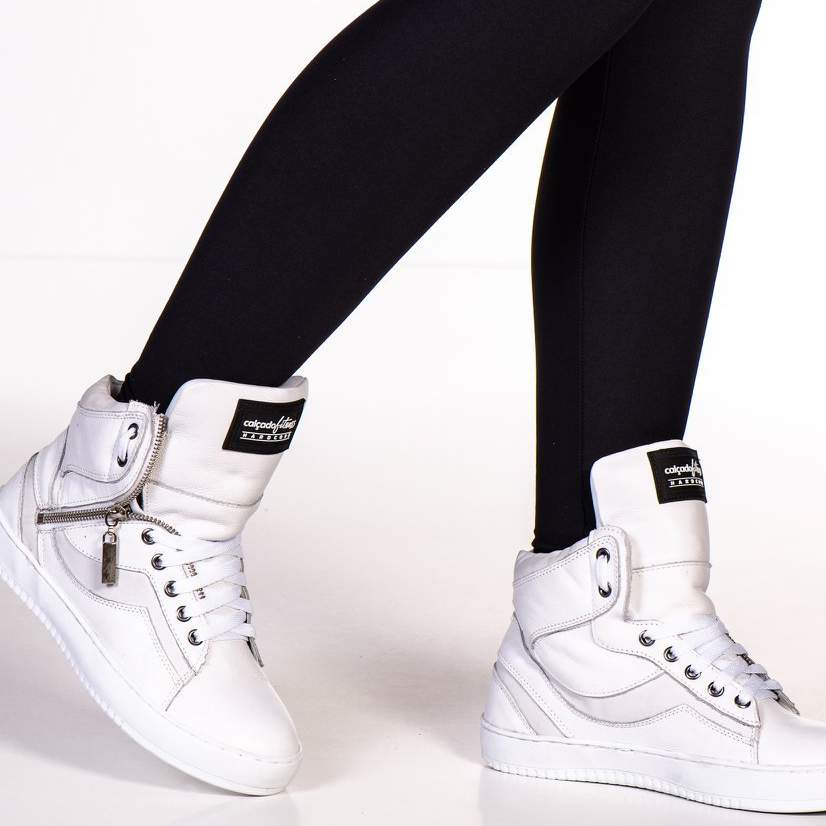 Tênis Sneaker Feminino Cano Alto Couro Legitimo 20500