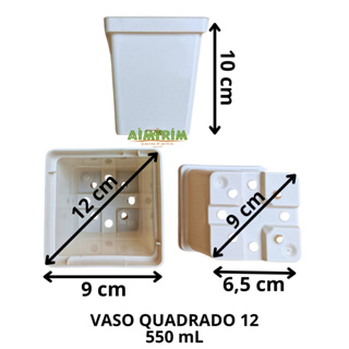 Vaso quadrado Branco modelo 12 com 550 mL de volume em Oferta na Shopee