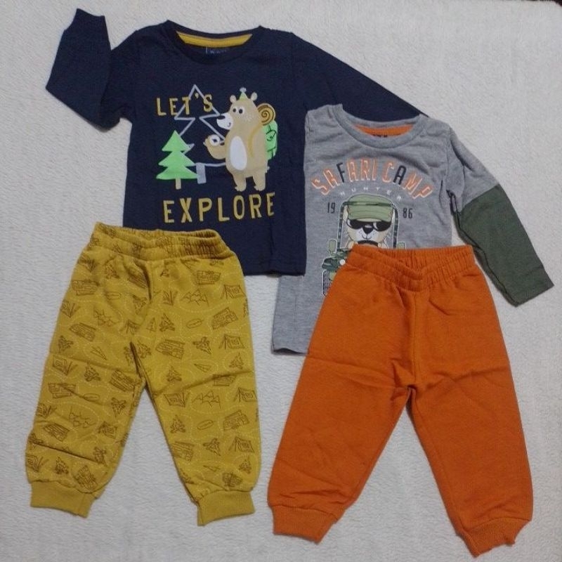 Kit 4 Peças Sortidas meia ESTAÇÃO 2 camisas manga longa + 2 Calças - Conjunto Infantil Menino 100% Algodão