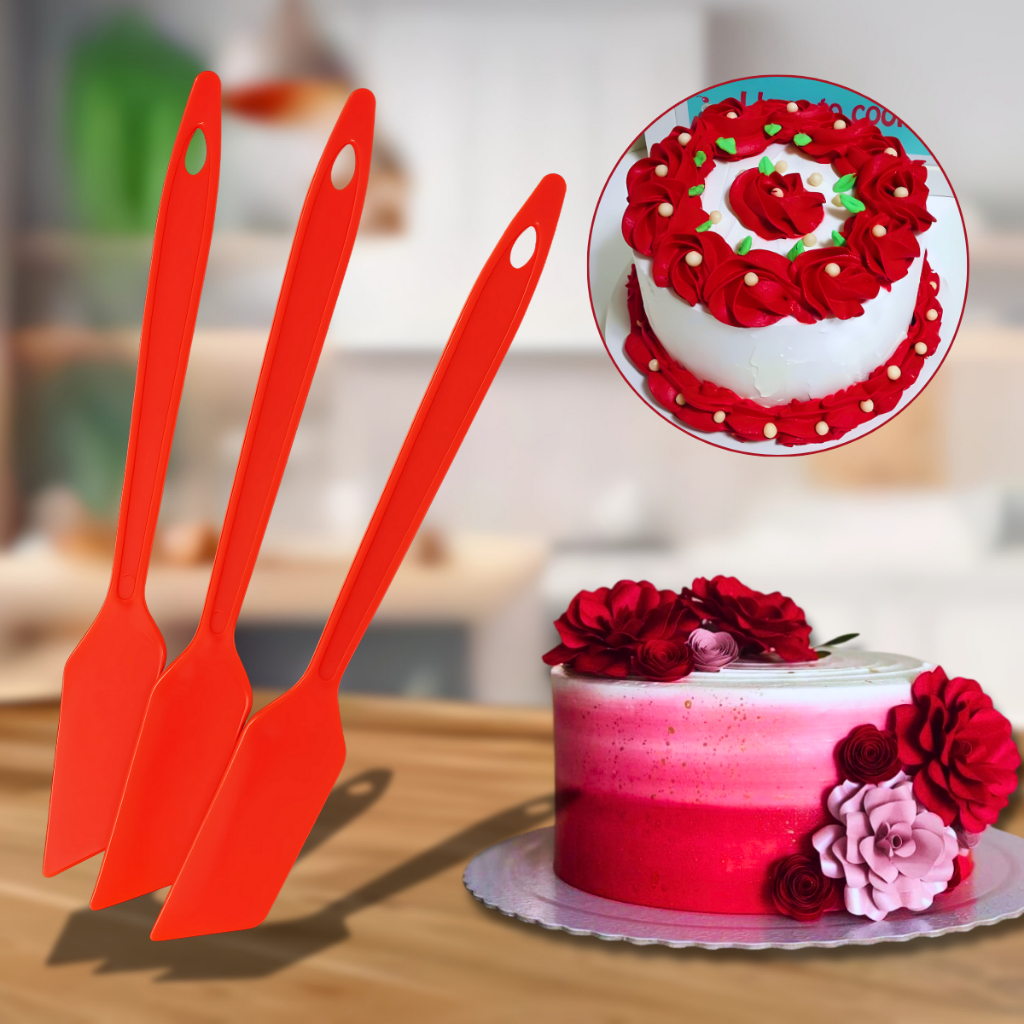 KIT ESPATULAS flexível cozinha confeitaria Utensílio vermelho injetem