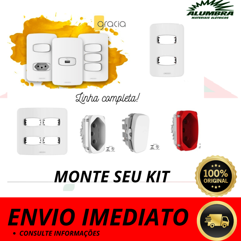 Monte seu Kit de Interruptor e Tomada Gracia Max - ALUMBRA
