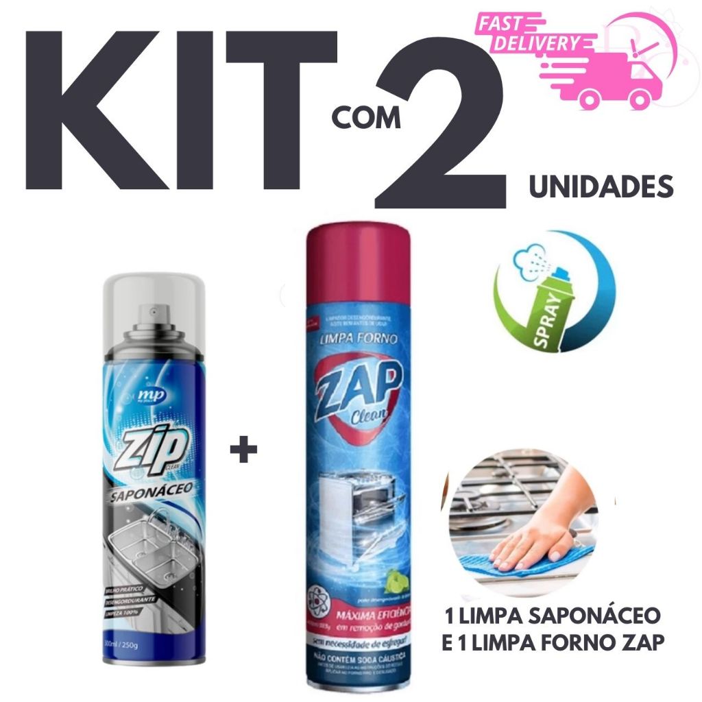 Produto de Limpeza Spray Espuma  Desengordurante Zap e Saponáceo Espuma Zip