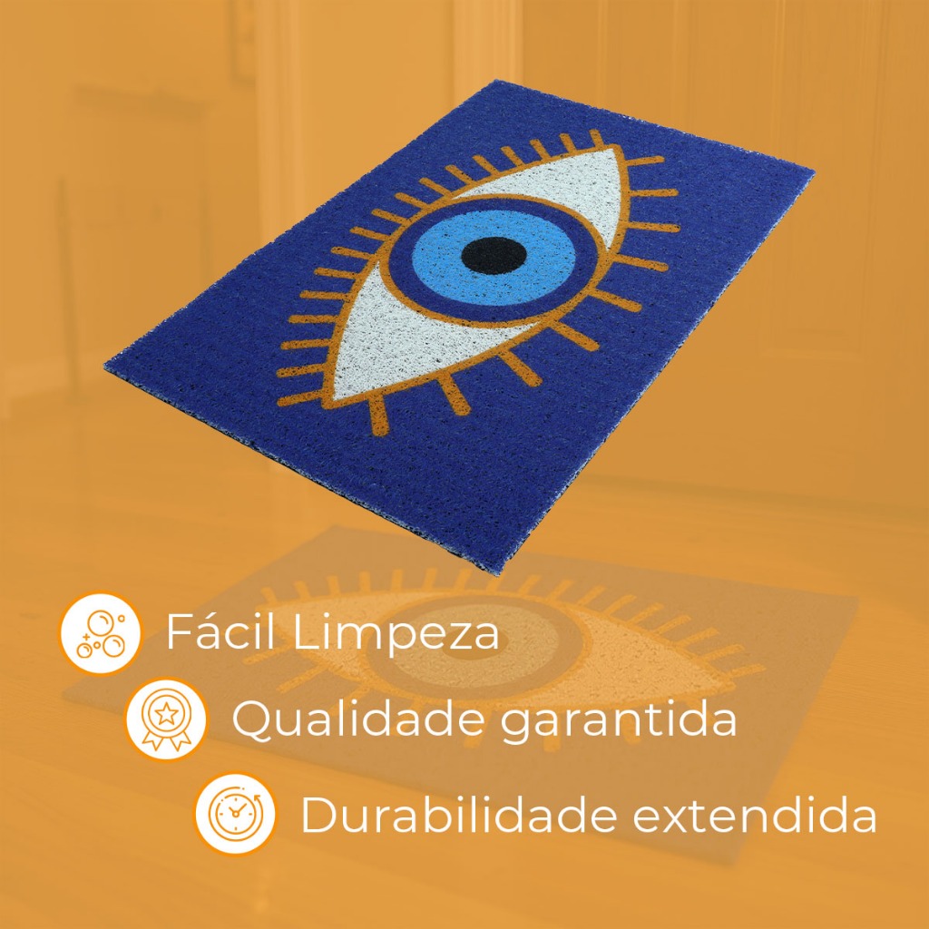 Tapete Entrada Apartamento Olho Grego Kapazi 60x40 Decorativo Capacho Para Entrada de Casa Energias — imagem 2 de 2