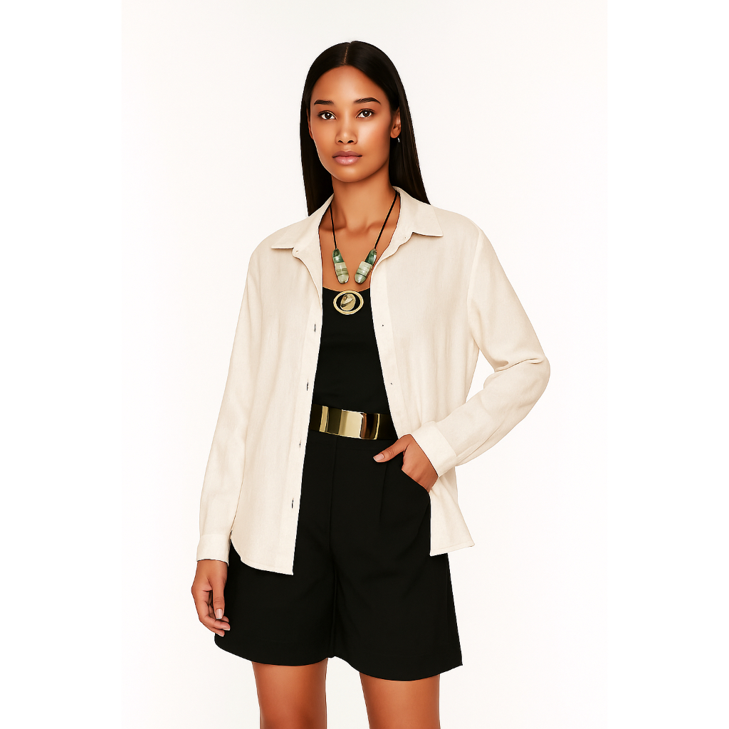 CAMISA SOCIAL FEMININA MANGA LONGA em Oferta na Shopee