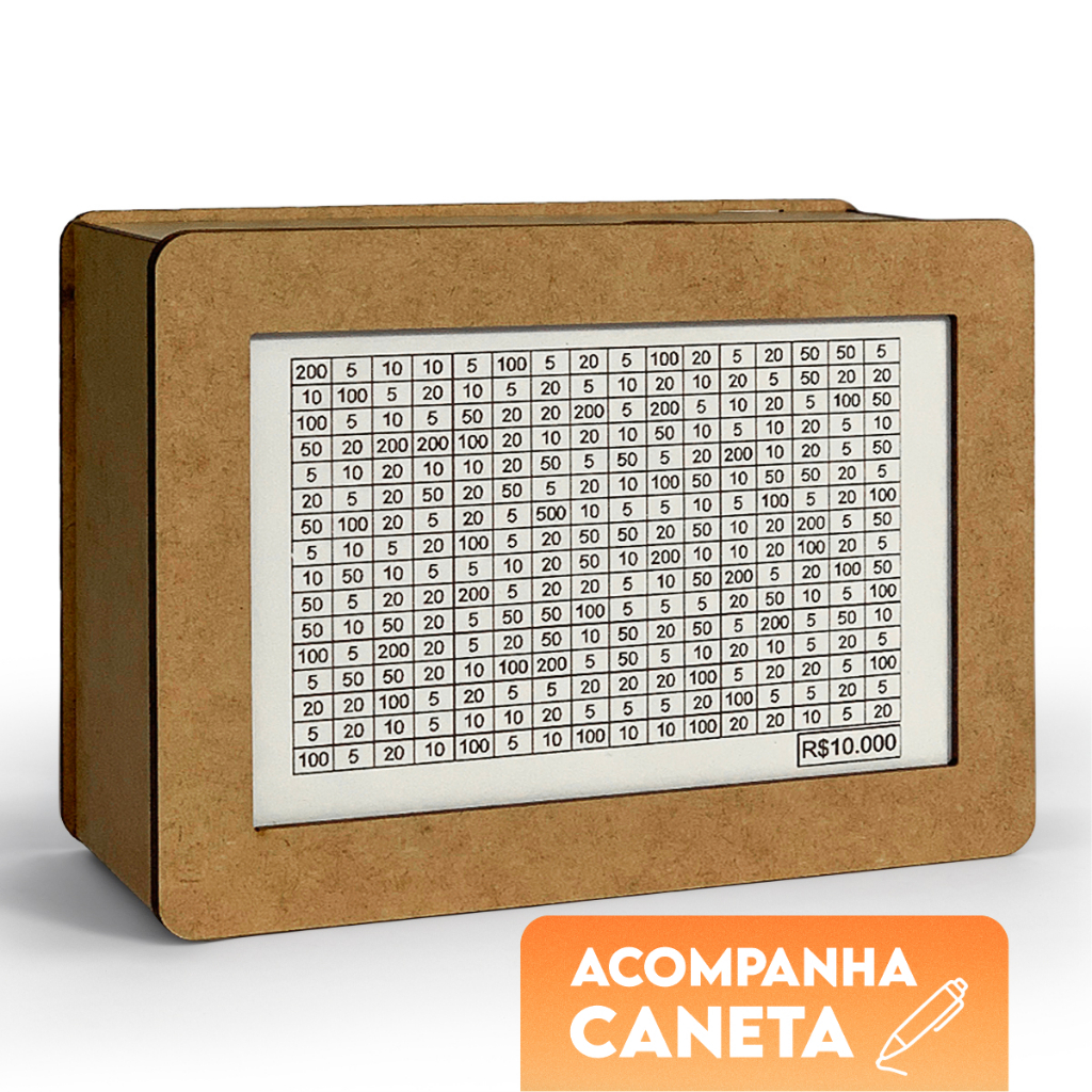 Cofre Desafio 1000 5000 10000 Caixa Dinheiro De Madeira Método Japonês Poupança Mdf em Oferta na Shopee