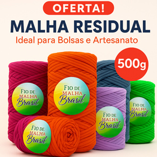 Fio de Malha Brasil 500g - Cores Variadas para Crochê, Tapetes e Bolsas | Lycra, Elastano e Algodão em Oferta na Shopee