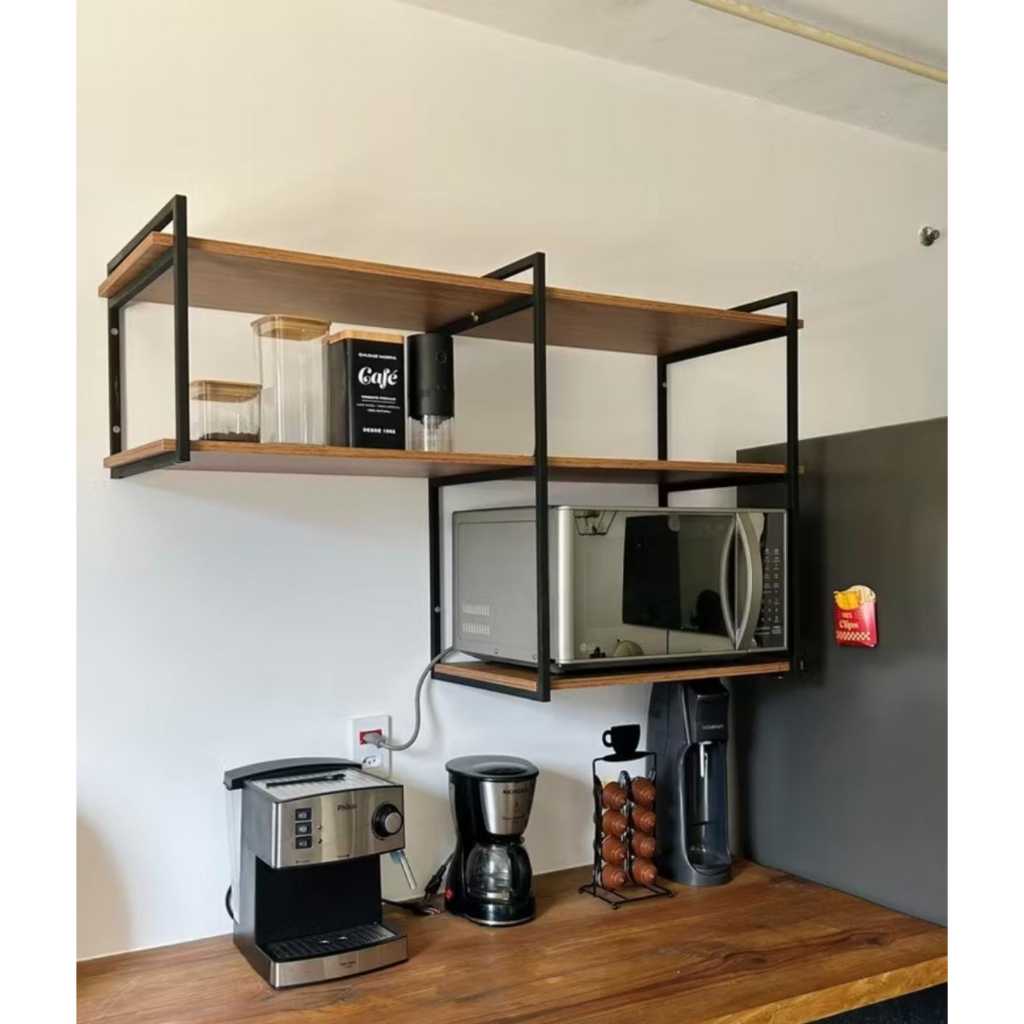 KIT INDUSTRIAL PARA MICROONDAS AIR FRYER COM PRATELEIRA DE MDF