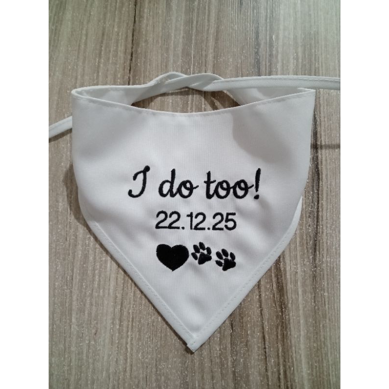 Bandana Bordada Anúncio Casamento I Do Too 1 unidade Cachorro Gato Banho e Tosa Oxford acessório para o pescoço