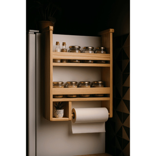 Porta temperos cozinha geladeira madeira pinos,  Papel Toalha em Oferta na Shopee